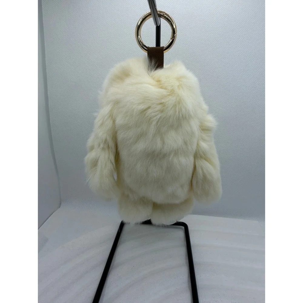 Fluffy Bunny Fur Keychain Cream Soft Plush‎ Pom Pom Bag Charm